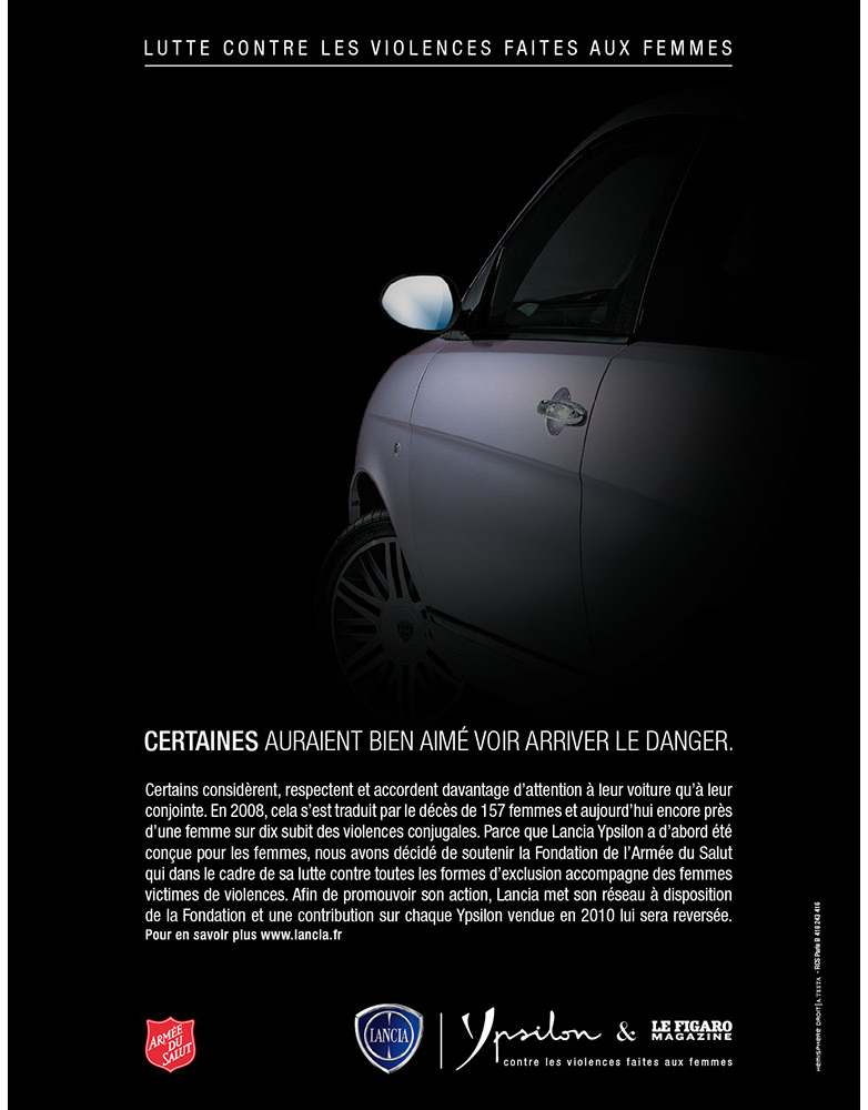 Création campagne print grande cause Lancia Ypsilon- créé par Romain Cotto, Directeur Artistique 360 Print/film/digital