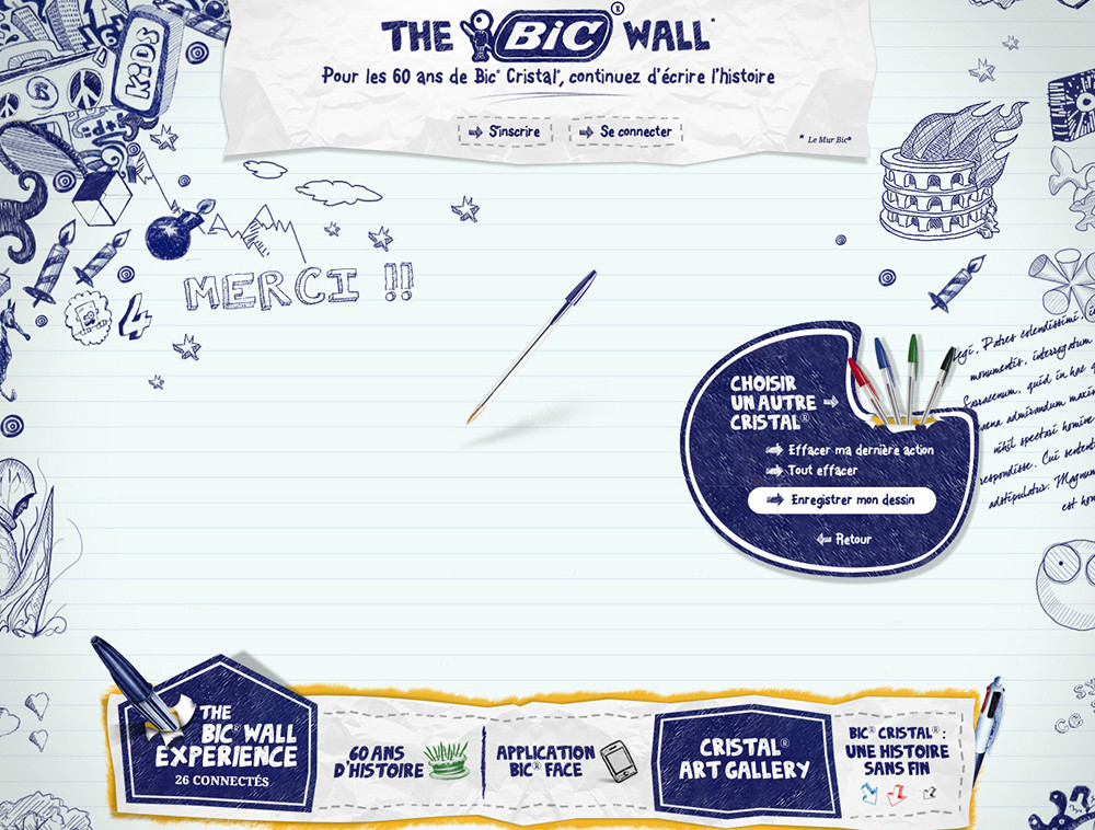 Site the bic wall, 60 ans - créé par Romain Cotto, Directeur Artistique 360 Print/film/digital