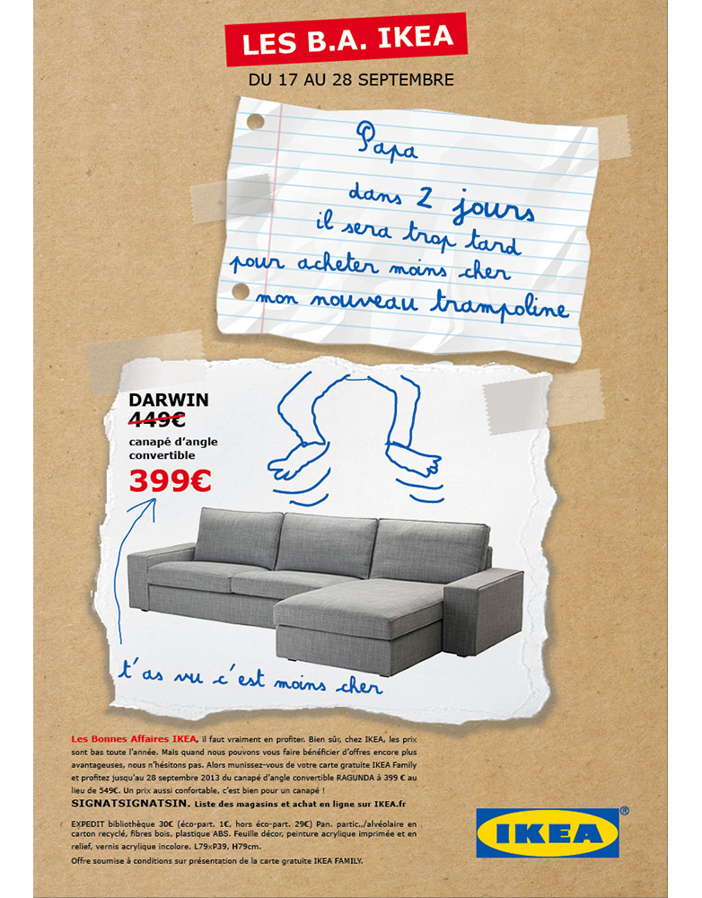 annonce presse produit ikea, les BA Ikea- créée par Romain Cotto, Directeur Artistique 360 Print/film/digital